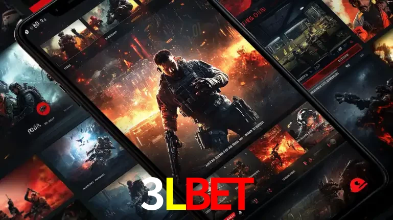 Tela de um celular exibindo uma galeria de jogos de tiro com temática militar, mostrando a variedade de e-sports disponíveis para apostas na plataforma de entretenimento 3LBET.