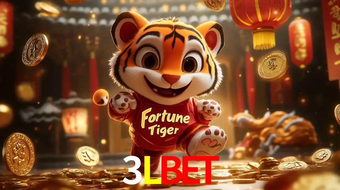 O alegre personagem do Fortune Tiger correndo sobre um caminho de moedas de ouro, simbolizando os grandes prêmios e a diversão do popular jogo de slot do 3LBET.